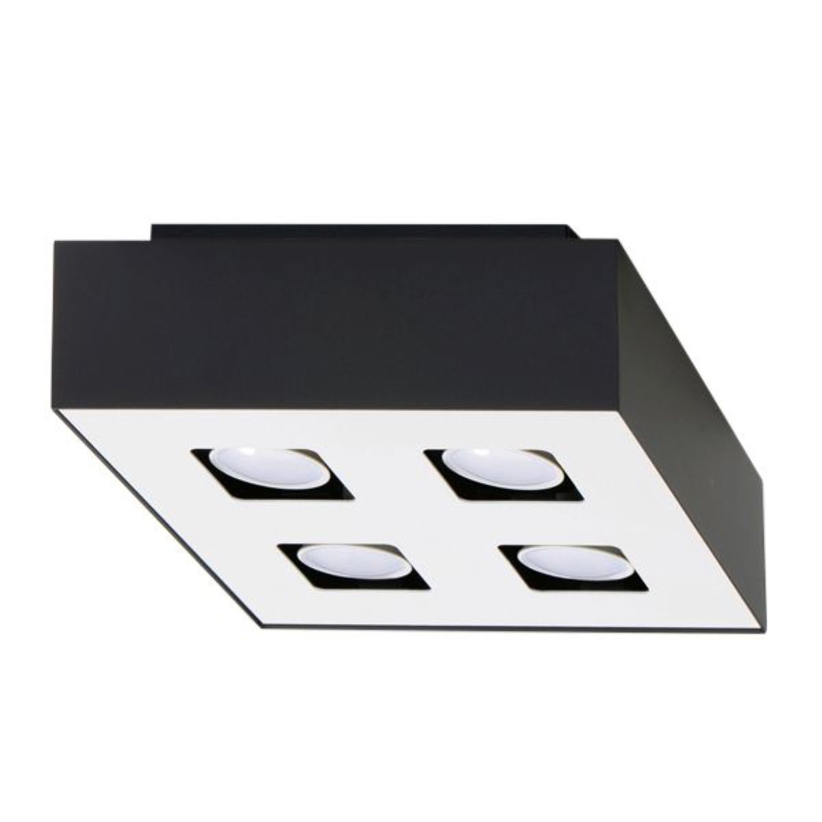 Reflektor sufitowy spot natynkowy Mono kwadratowy czarno-biały 4xGU10x40W wym: 24 x 24 cm metal Sollux Lighting