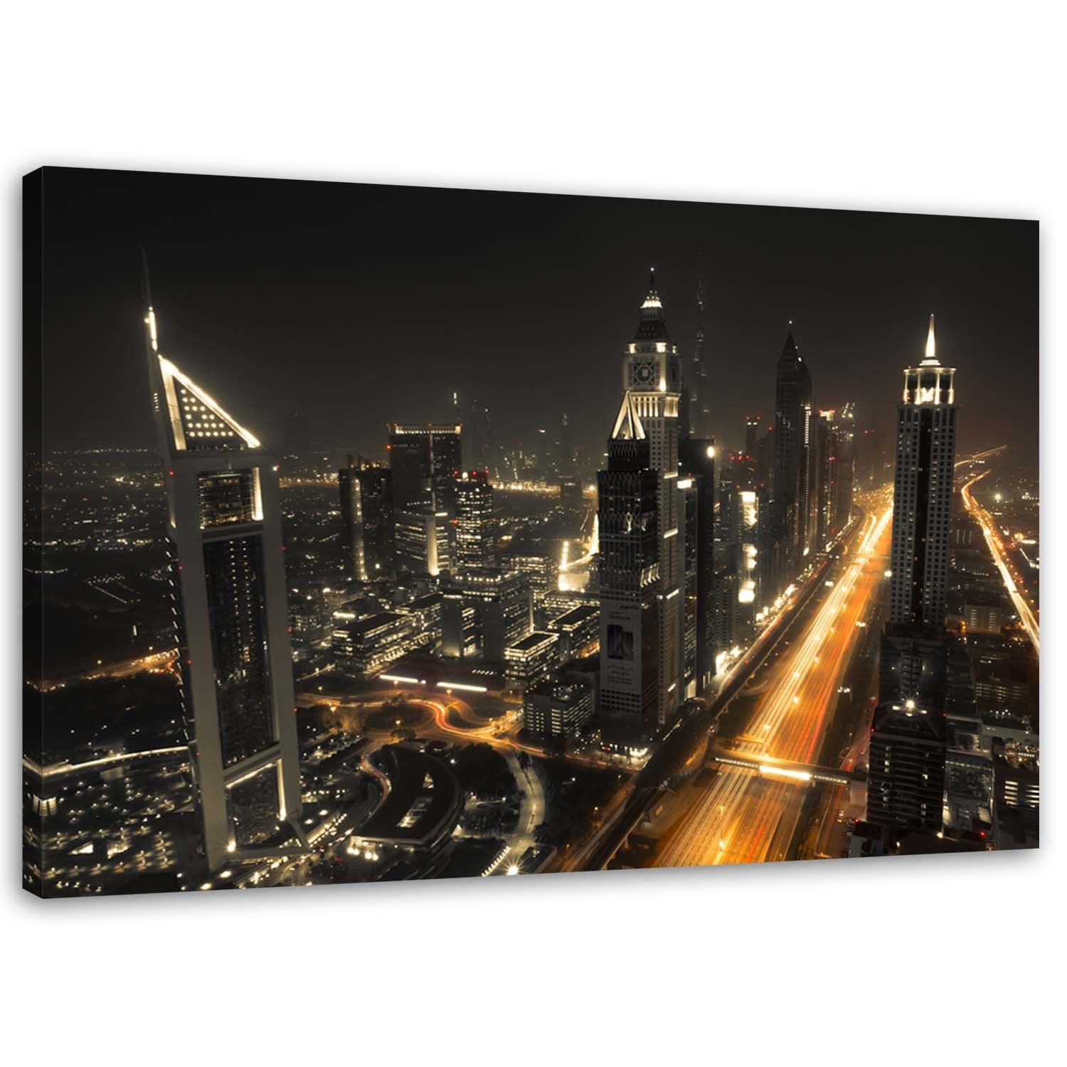 Obraz na płótnie, Panorama Dubaju nocą 100x70