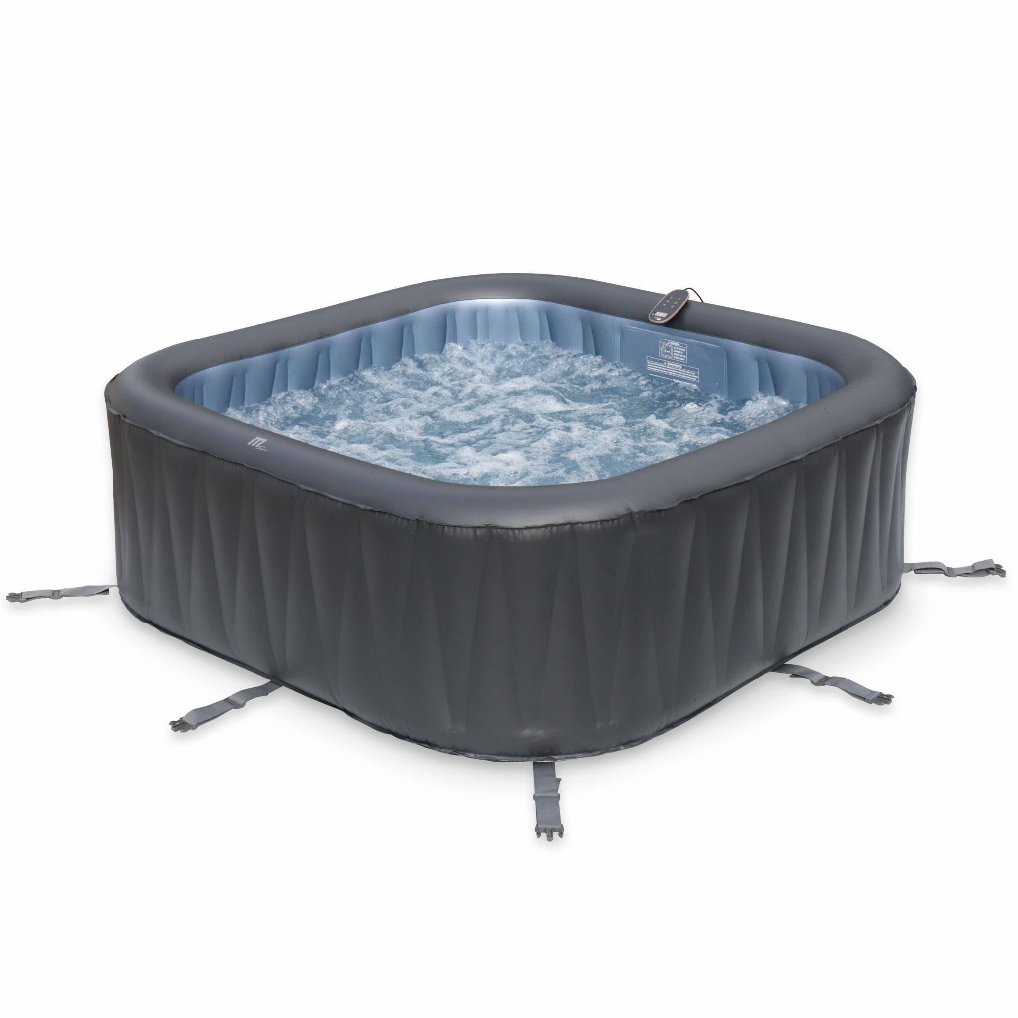 Spa Gonflable Carré 185 Cm - 6 Places, 132 Jets, Chauffant | Intérieur/extérieur, Avec Télécommande, Garantie 2 Ans