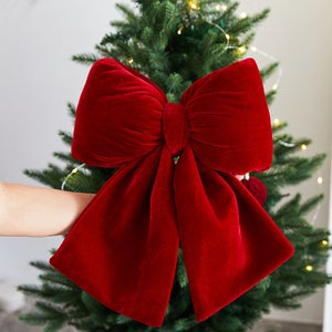 Nœud De Noël En Velours - 40 X 200 Cm - Décorations Sapin, Guirlande - Cordon De Suspension Inclus - Rouge Vin