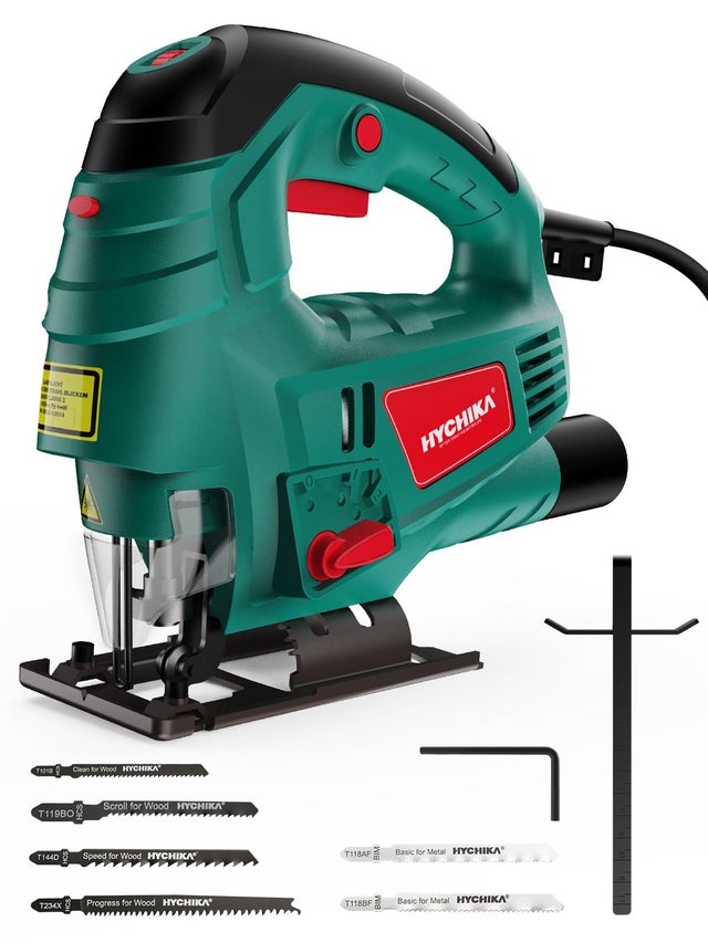 HYCHIKA Seghetto Alternativo 800W, Profondità di Taglio 110mm, 800~3000SPM, 7 Velocità Variabile, Angolo di Inclinazione Regolabile da ±45 °, Adat