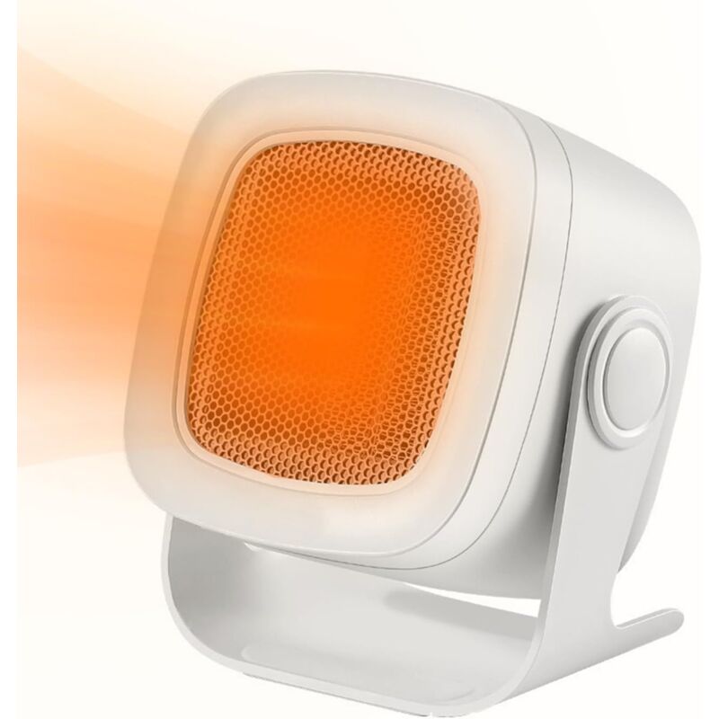 Elektryczny ogrzewacz powietrza - Ogrzewacz ceramiczny - Nawiew powietrza o szerokim kącie 90° - Nadaje się do sypialni i biur - Biały