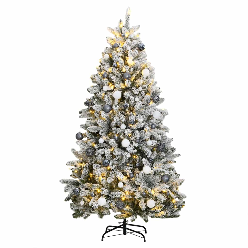 Árbol de navidad artificial con bisagras 300 led y bolas 240 cm vidaxl
