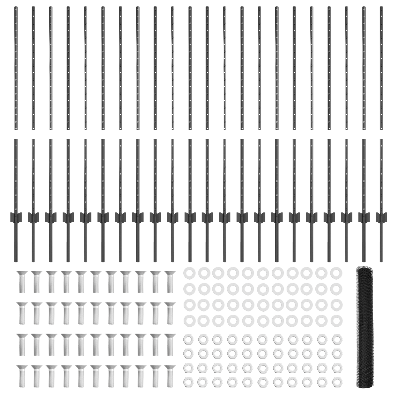 Ogrodzenie z słupkiem Szary 1,2 x 50 m Stal i PVC vidaXL