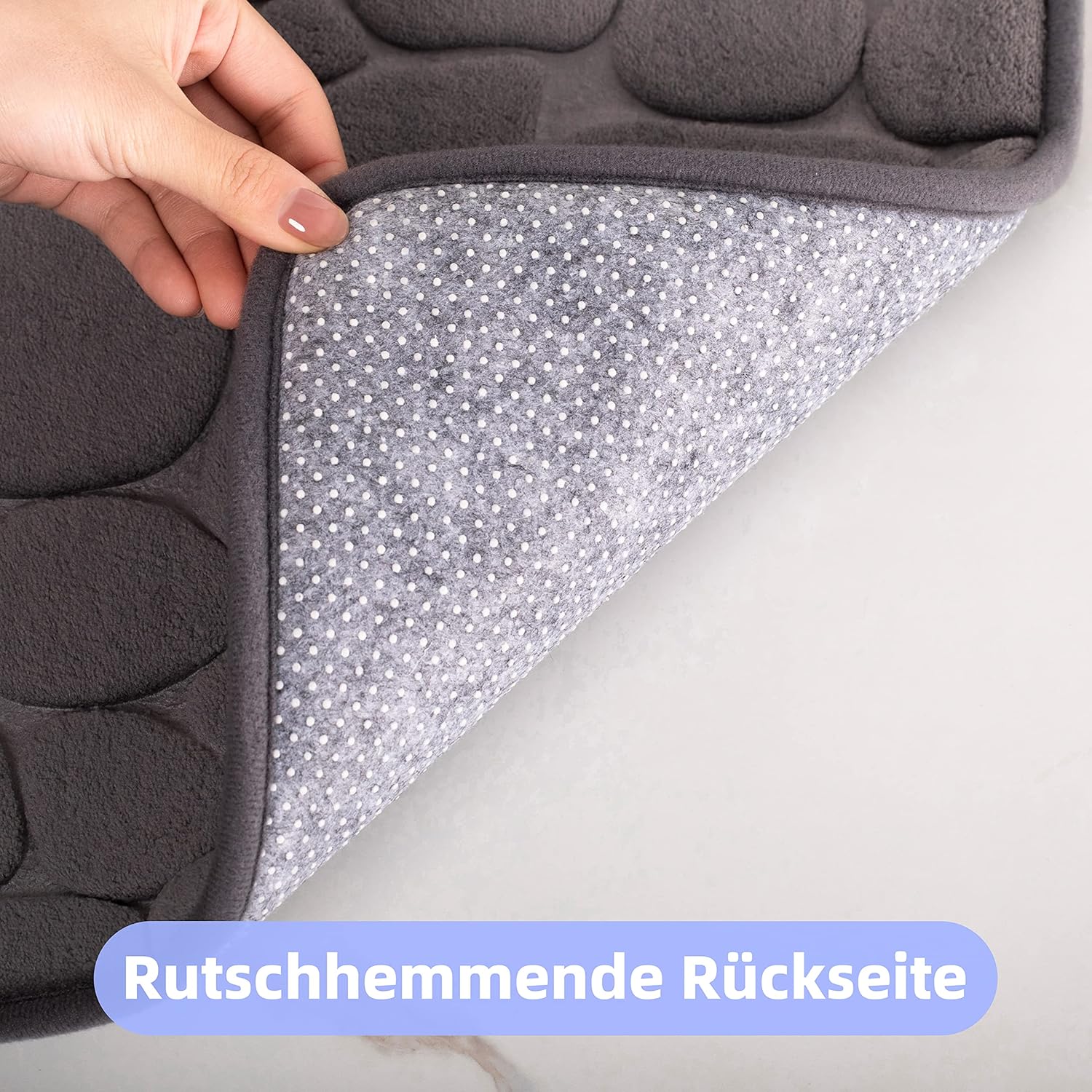 Alfombrilla de baño absorbente para ducha y salón - Antideslizante - 40 x 60 cm - Gris - 4