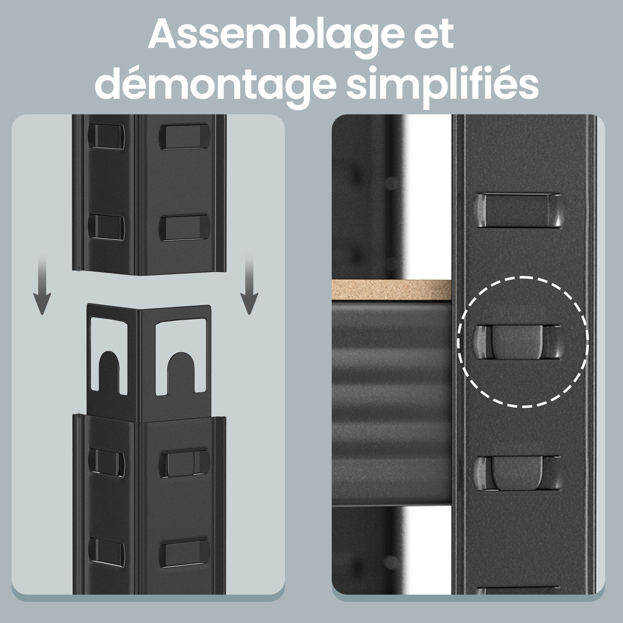 Étagère de rangement, bibliothèque, 5 niveaux, étagère de cuisine, étagères réglables, Marron et noir - 6