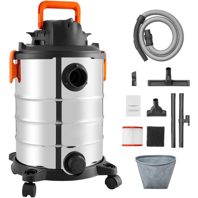 Aspirapolvere per liquidi/secchi,SucceBuy 30 l,potenza massima di 6 CV,potente aspirazione e soffiaggio,per tappeti e detriti,argento + nero