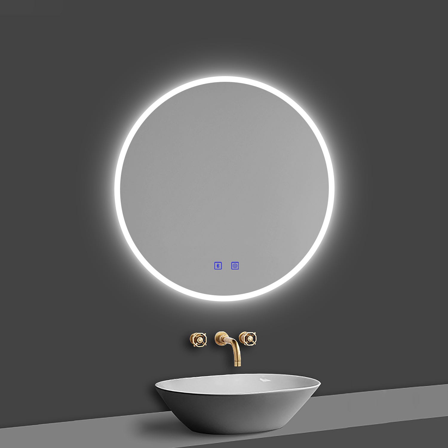 Acezanble Miroir Salle de Bain Rond 80cm avec Antibuée, Facile à Acezanble Miroir Salle de Bain Rond 80cm avec Antibuée, Facile à