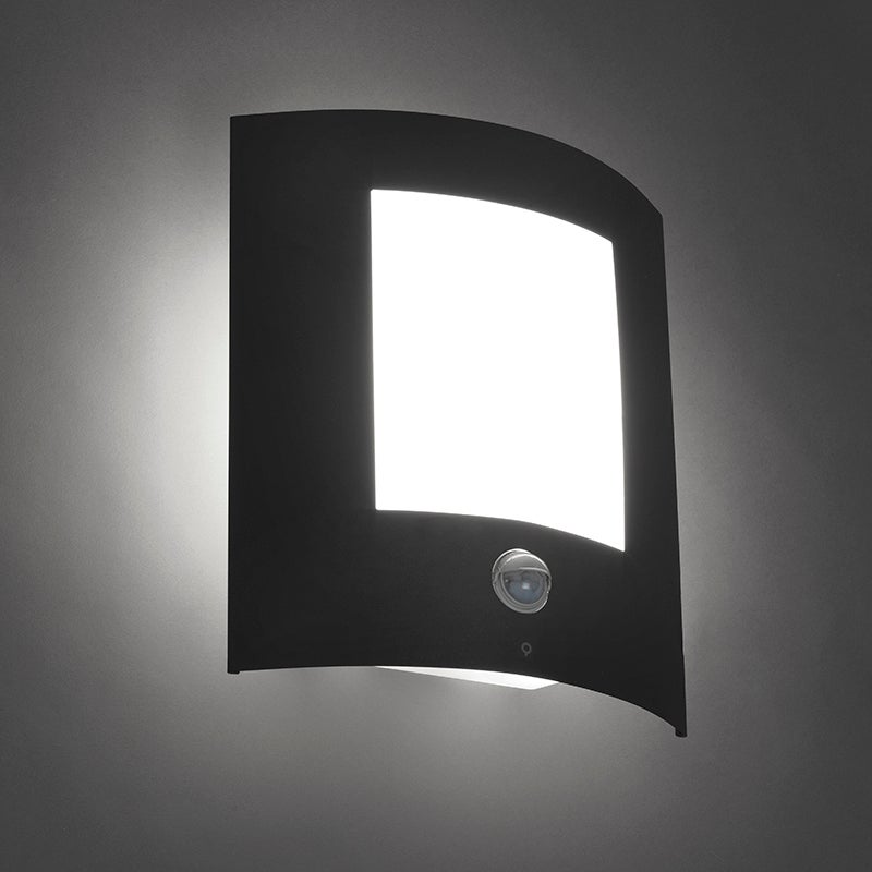 Qazqa nowoczesny lampa ścienna zewnętrzna z czujnikiem ruchu do ogród - Emmerald - ciemnoszary, max. 40w, kompatybilny z żarówką