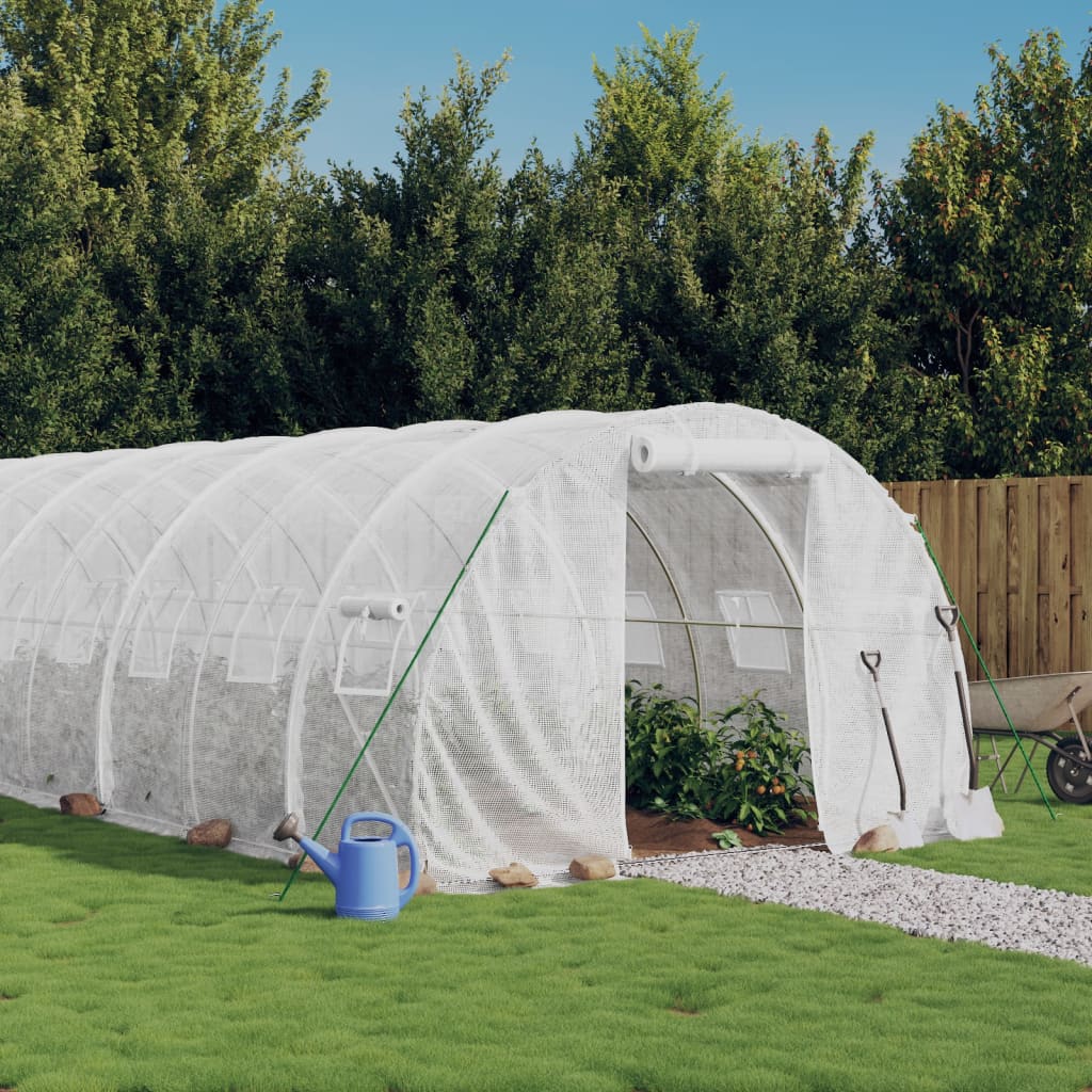 Szklarnia ze stalową ramą, biała, 54 m², 18x3x2 m vidaXL