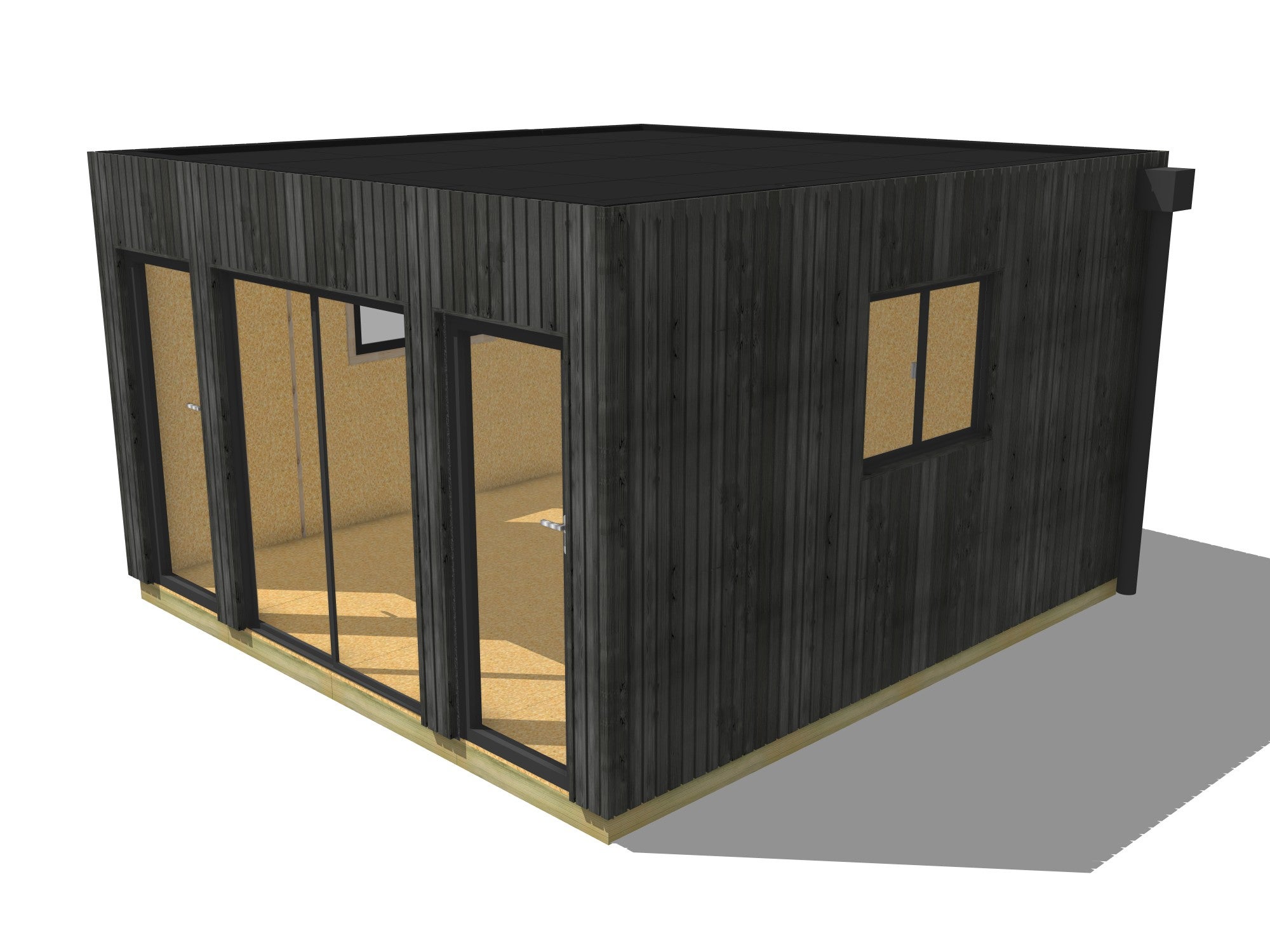 Dépendance de jardin à louer en bois 4,4 x 4,6 x 2,7 m avec plancher isolé / menuiseries alu k-line - 2