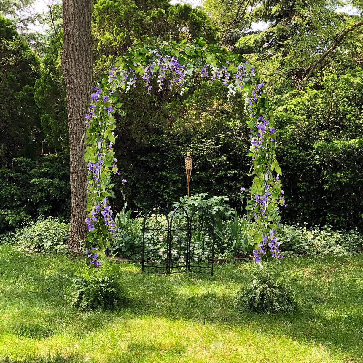 Lot de 10 guirlandes de glycine artificielles, guirlande de fleurs artificielles, fleurs suspendues de glycine pour mariage, fête, jardin (violet) - 6