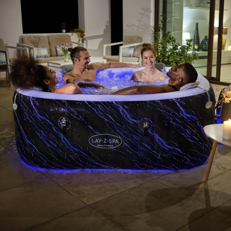 Bestway Spa gonflable carré Lay-Z-Spa Hollywood Luxe AirJet LED 4-6 personnes - 9