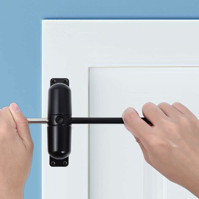 Ferme-porte automatique, ressort de sécurité - Installation facile pour convertir les portes à charnières en portes à fermeture automatique - Noir - 2