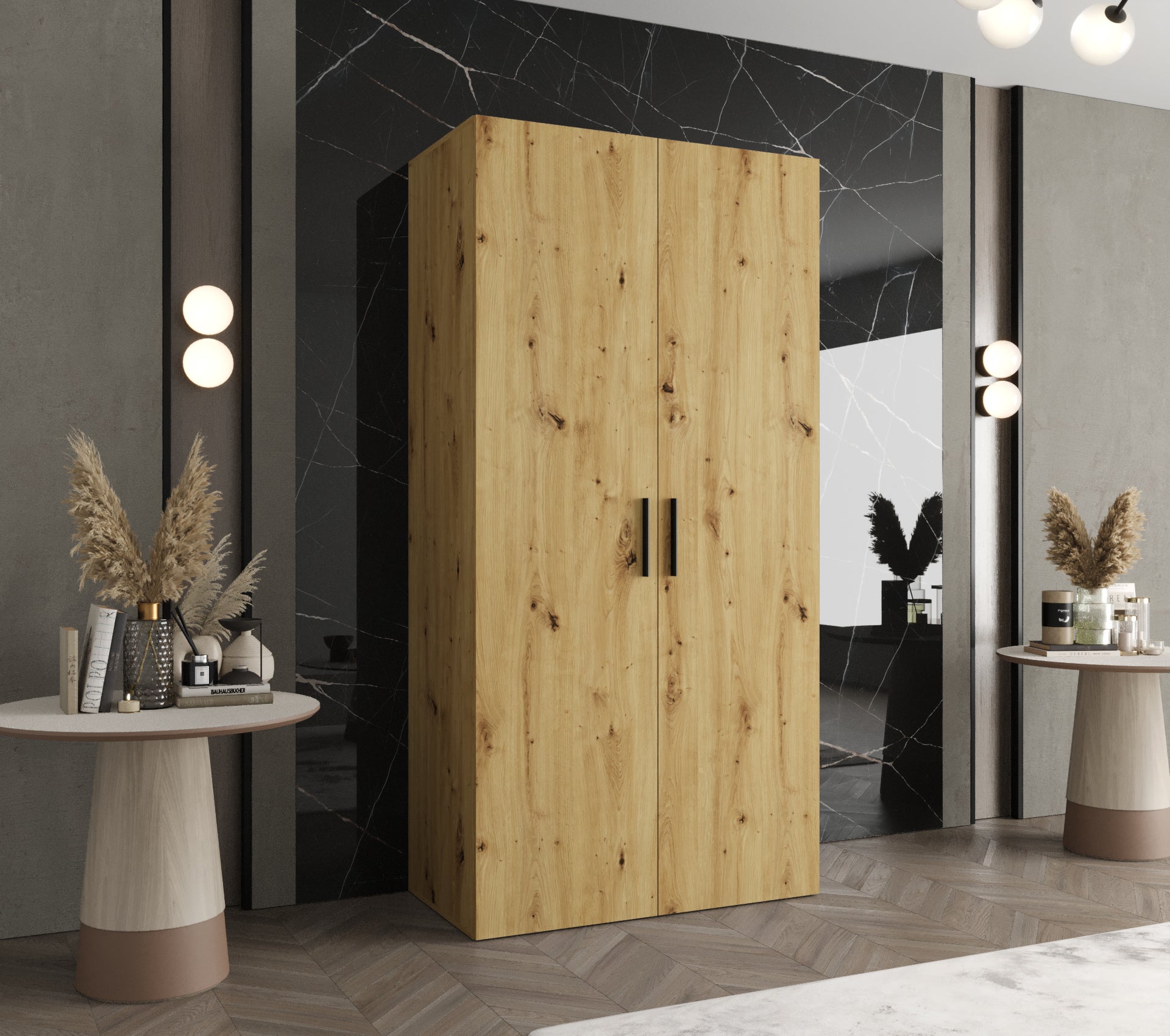 Szafa uchylna otwierana Bari 1 100 x 52 x 202 cm artisan + u. czarny Abiks Meble - 2