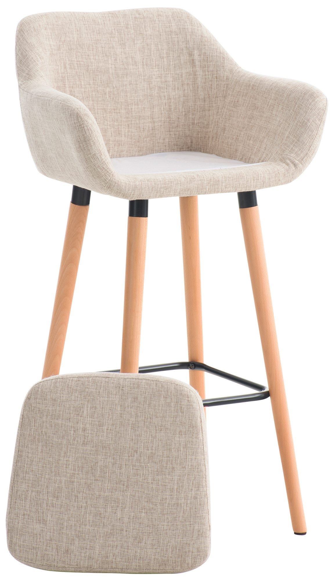 Lot de 2 tabourets de bar Grant tissu crème - 6