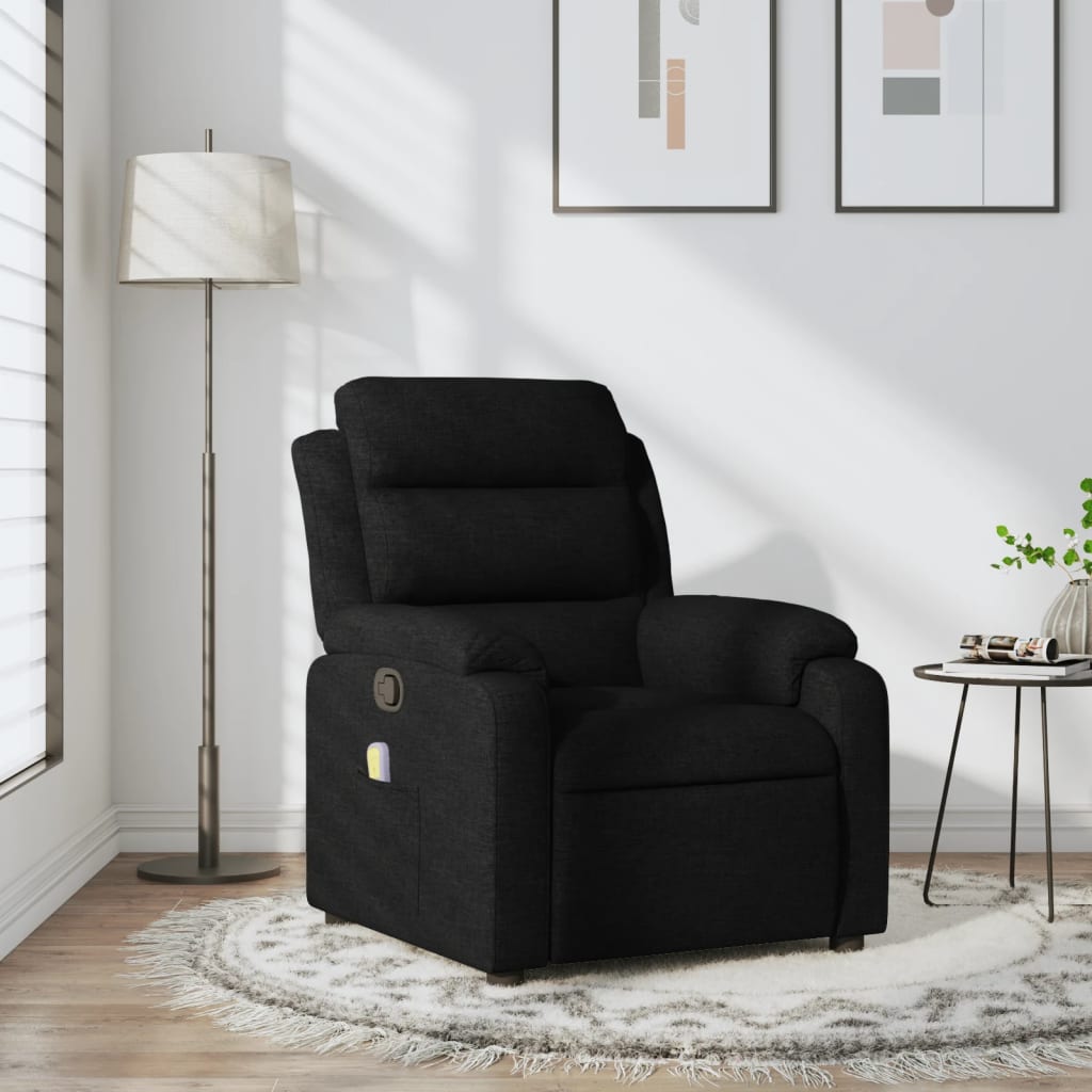 Fauteuil de Salon，Chaise，Fauteuil inclinable de massage noir tissu - 2
