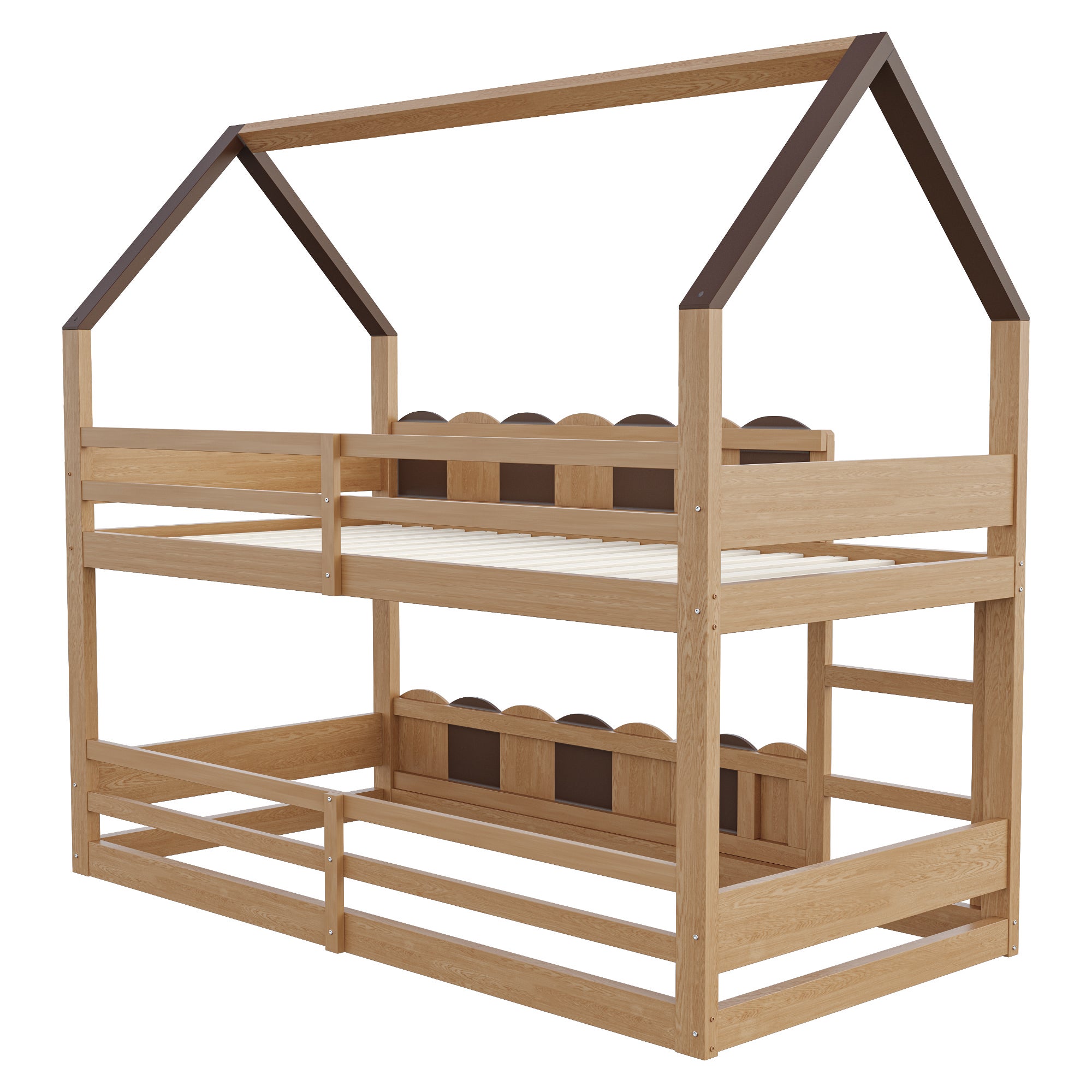 Letto a castello 90x200 cm barriera rete legno MDF bicolore senza materasso - 6