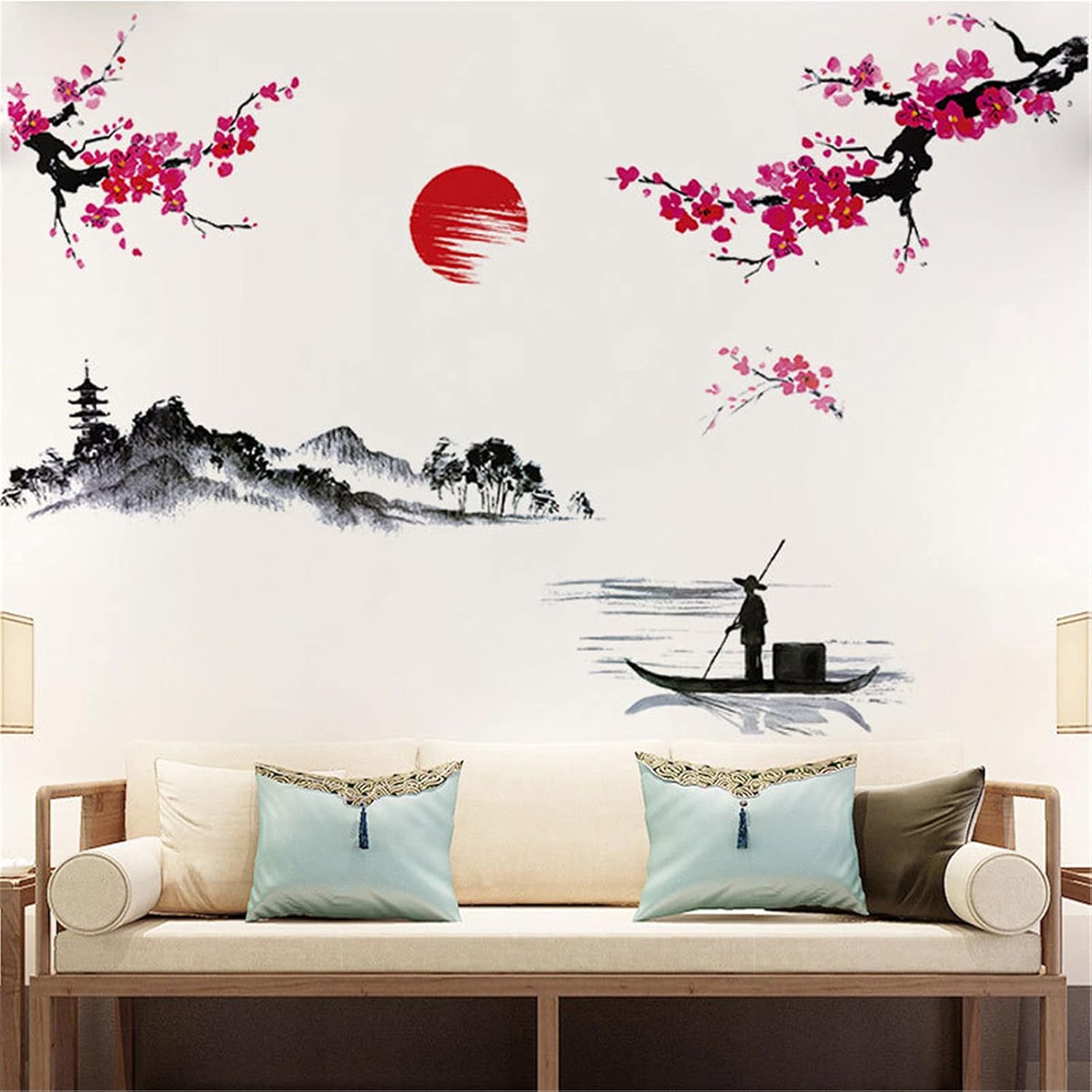 Autocollant Porte 3D Effet Trompe-l'œil - Motif Torii Japonais, 77x200 Cm - Amovible, Décoration Salon/chambre