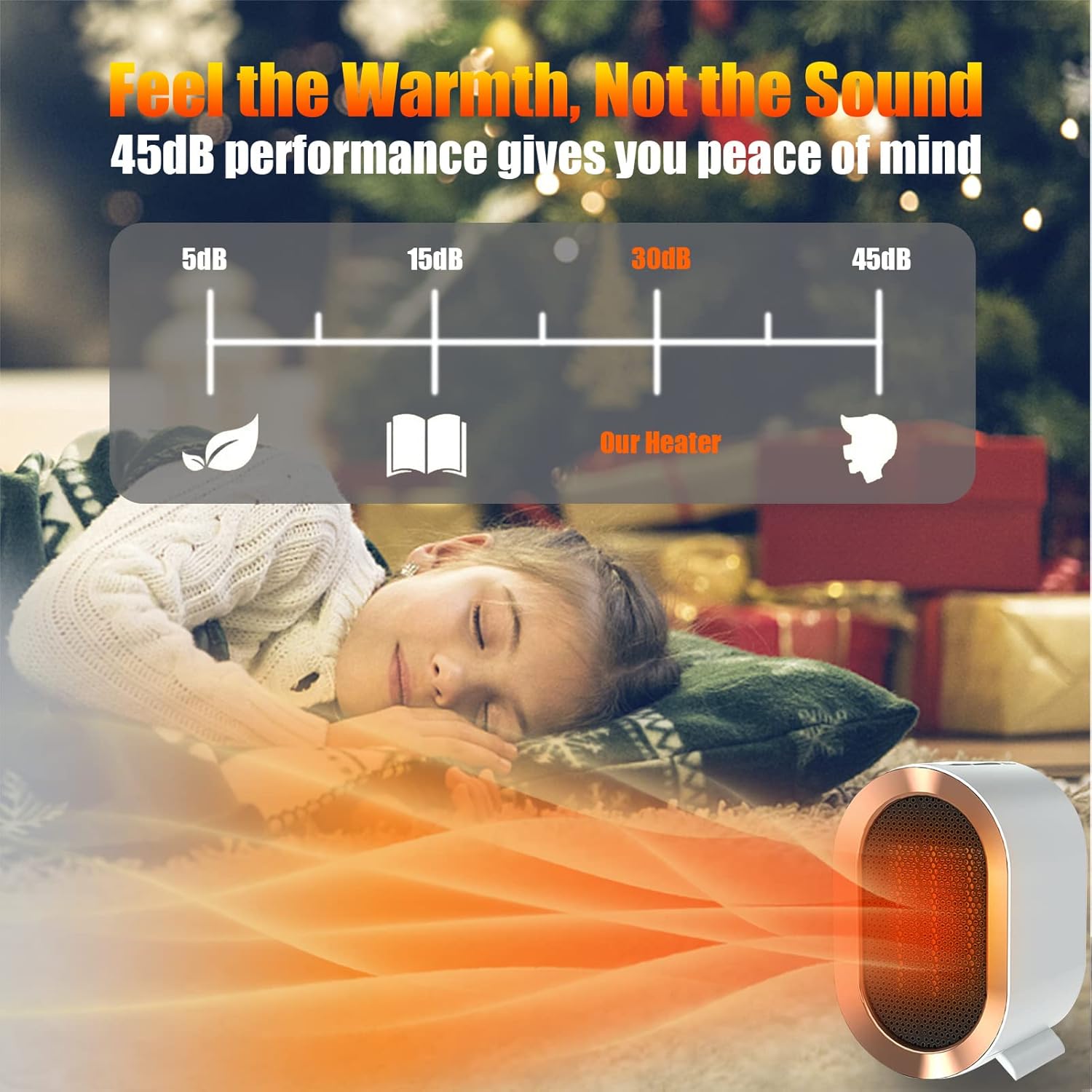 Ogrzewacz elektryczny do wnętrz, mały przenośny ogrzewacz do użytku domowego, z zabezpieczeniem przed przegrzaniem i przewróceniem, biały - 6