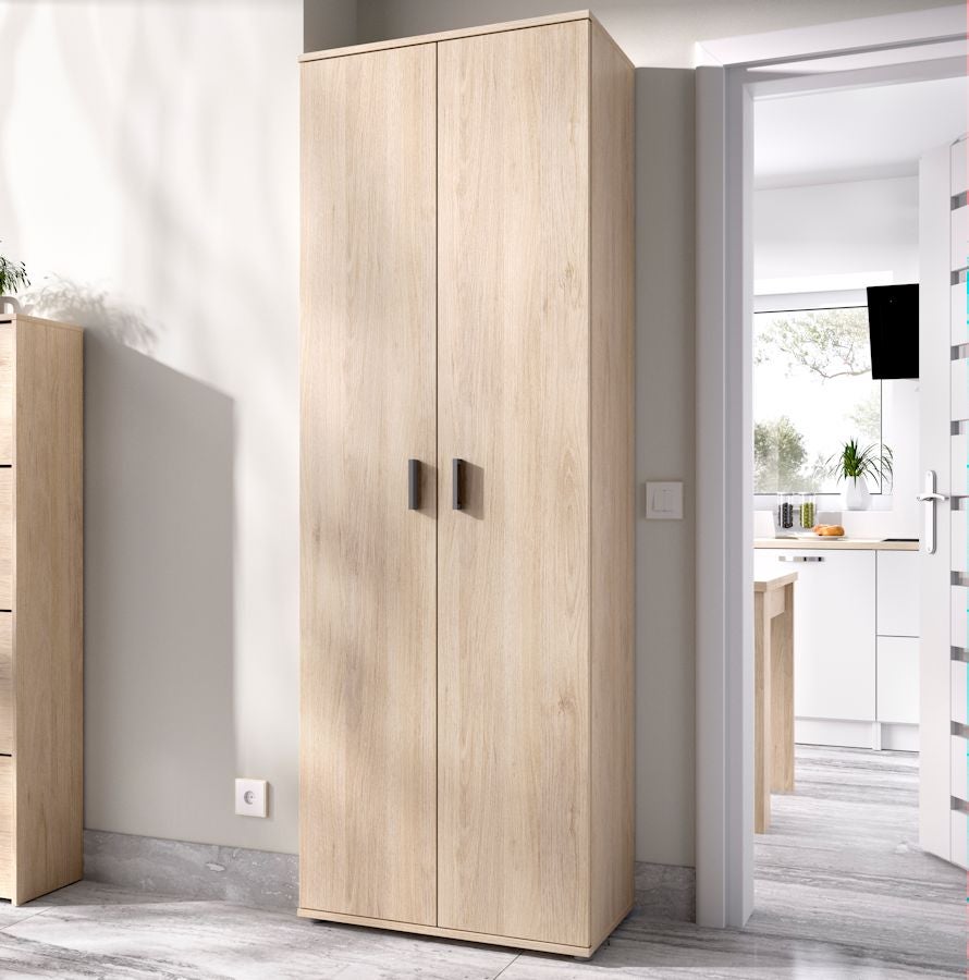 Armadio multiuso con 2 ante e 6 vani in legno rovere naturale 190x61x35 cm - FIT - 3