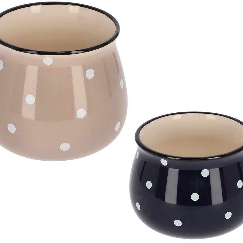 2x doniczka osłonka mini donica ceramiczna grochy - KOTARBAU