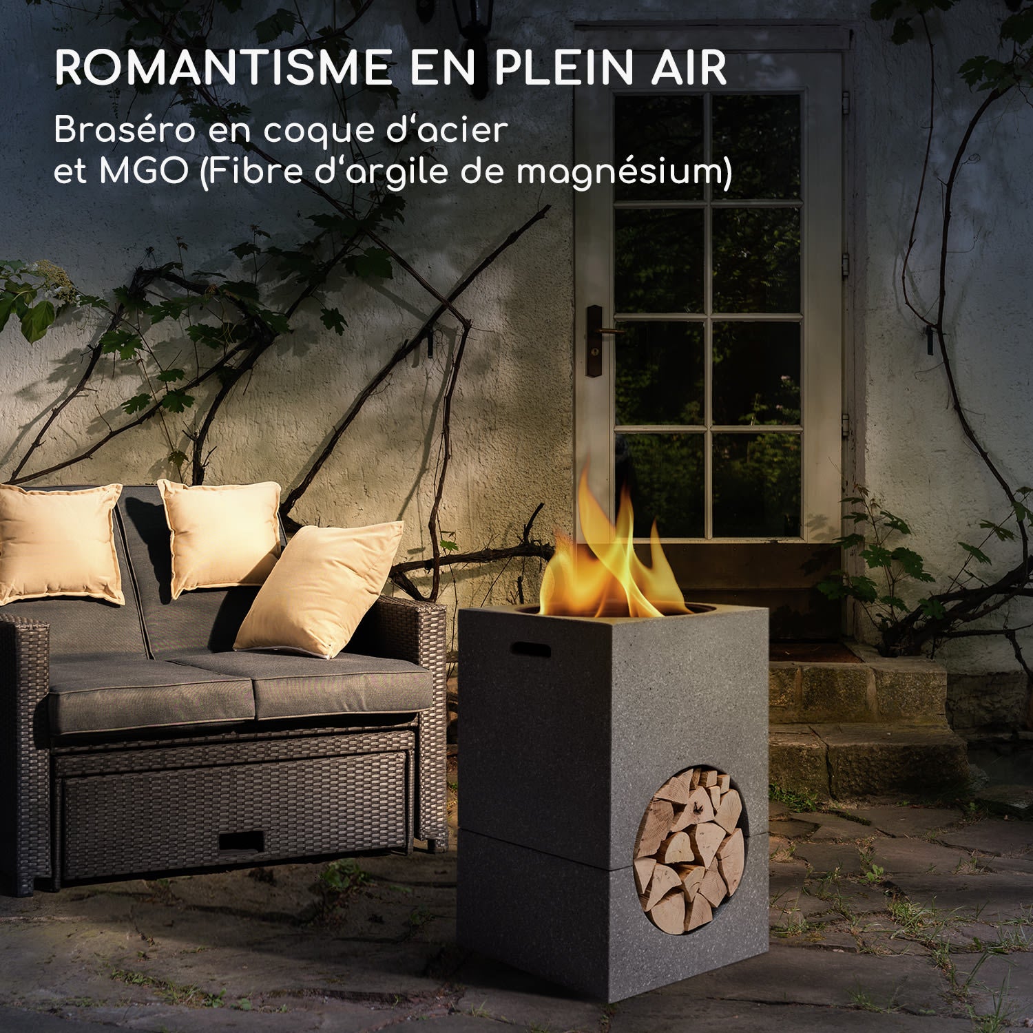 BLUMFELDT Braséro blumfeldt Monolith avec grill MGO & bac en acier et pare-étincelles Gris / argent - 2