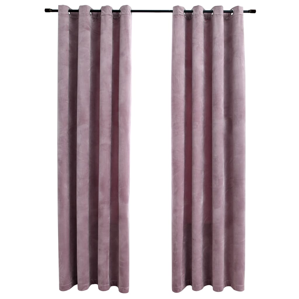 2 piezas cortinas opacas | cortinas oscurantes anillas terciopelo rosa viejo 140x225 cm cfw31321