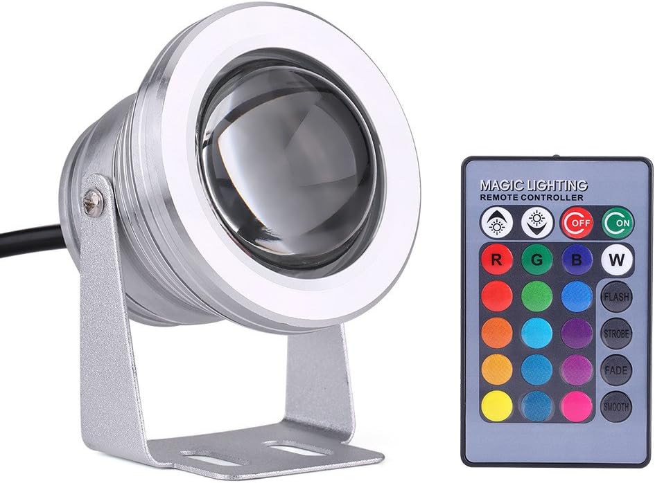 Zewnętrzne światło LED, Morska lampa jachtowa IP65 10W 12V RGB LED reflektor odporny na deszcz z pilotem