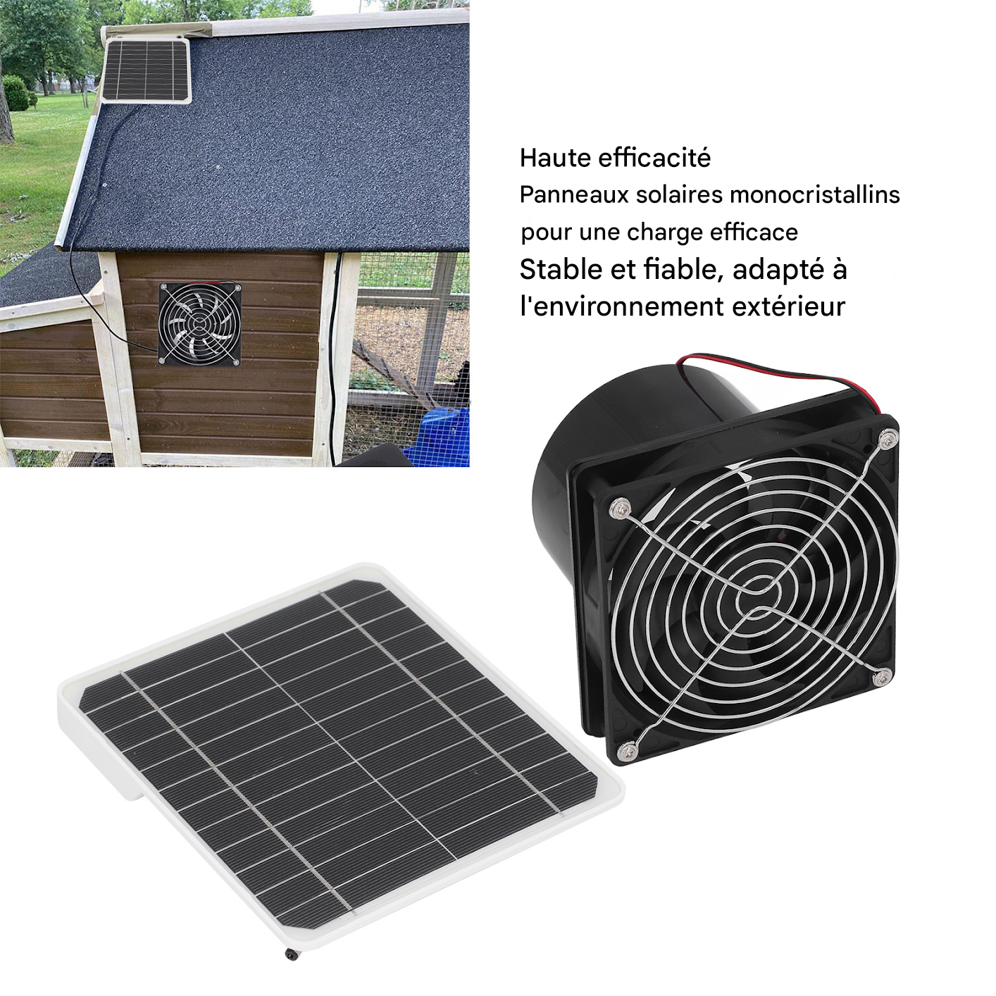 Ventilateur d'extraction solaire 50W 12V 6,5
