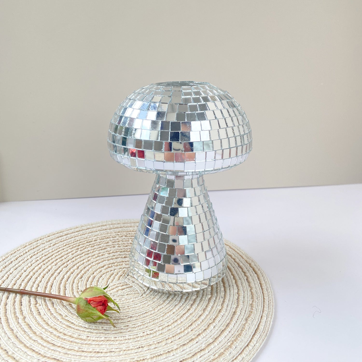 Wazon w kształcie grzyba, nowoczesny i elegancki mini wazon, szklany wazon do hydroponiki, dekoracja salonu, dekoracja na imprezę, srebrny