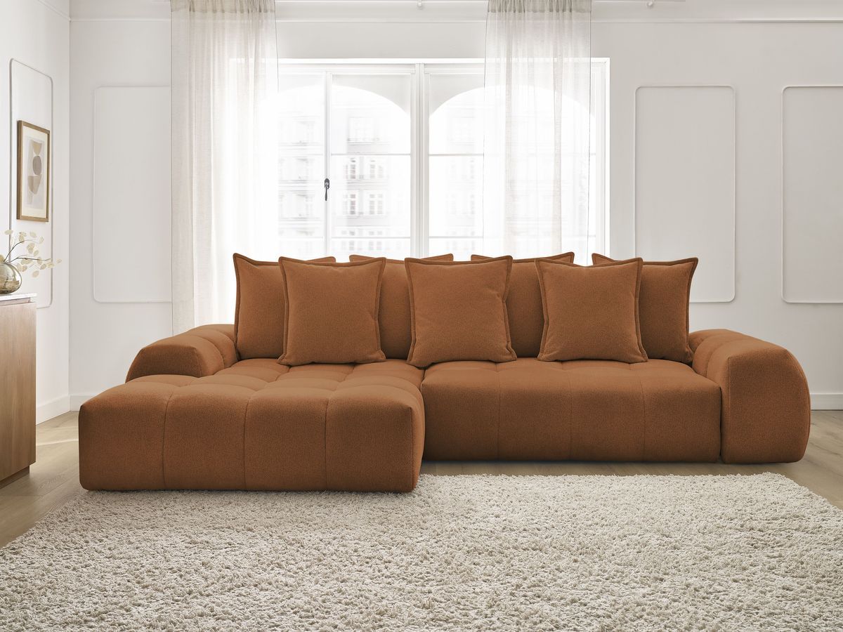 Canapé d'angle convertible coffre EVEREST tissu chiné BOBOCHIC 3 places ...