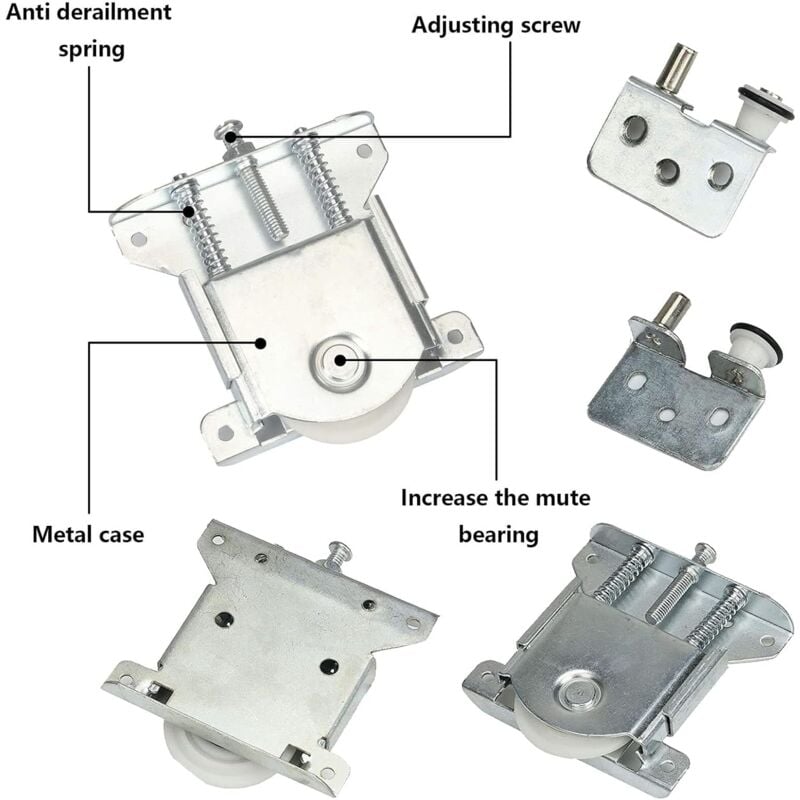 2 Pacs Roulette Porte Coulissante Placard,Roulette de Coulissante,Rouleau Placard,Meubles Roues Coulissante,pour Armoires, Fenêtres(Argent) - 4