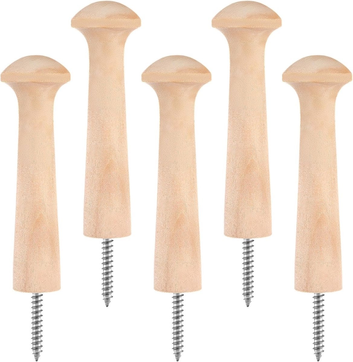 Set de 5 cârlige spiralate din lemn, suport pentru haine din lemn, cârlige decorative de perete din lemn masiv pentru agățarea hainelor 5buc