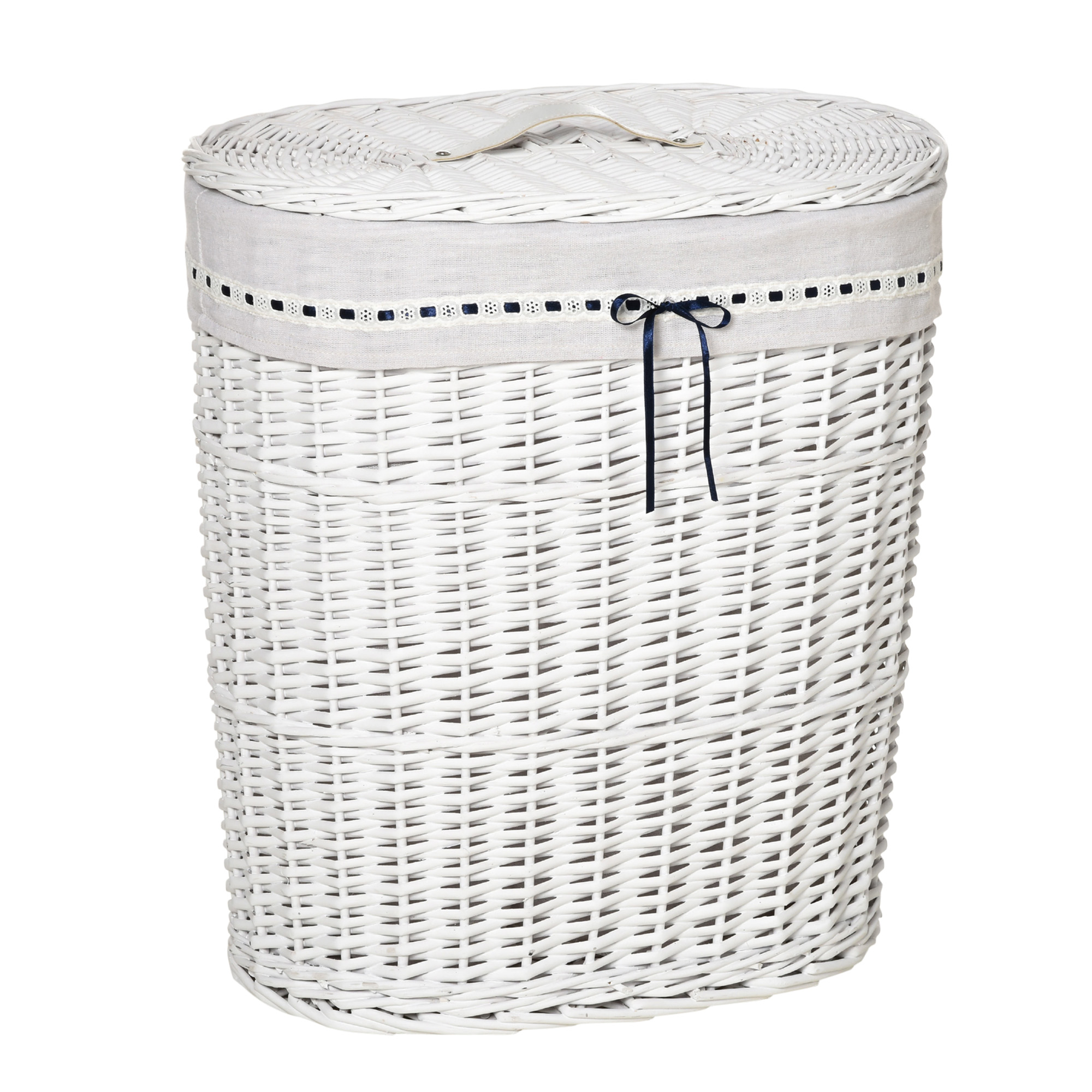 Amalfi Deluxe Cesto Portabiancheria In Vimini Di Salice - Rettangolare Grande Con Coperchio, Fodera In Cotone Rimovibile E Lavabile, Artigianale