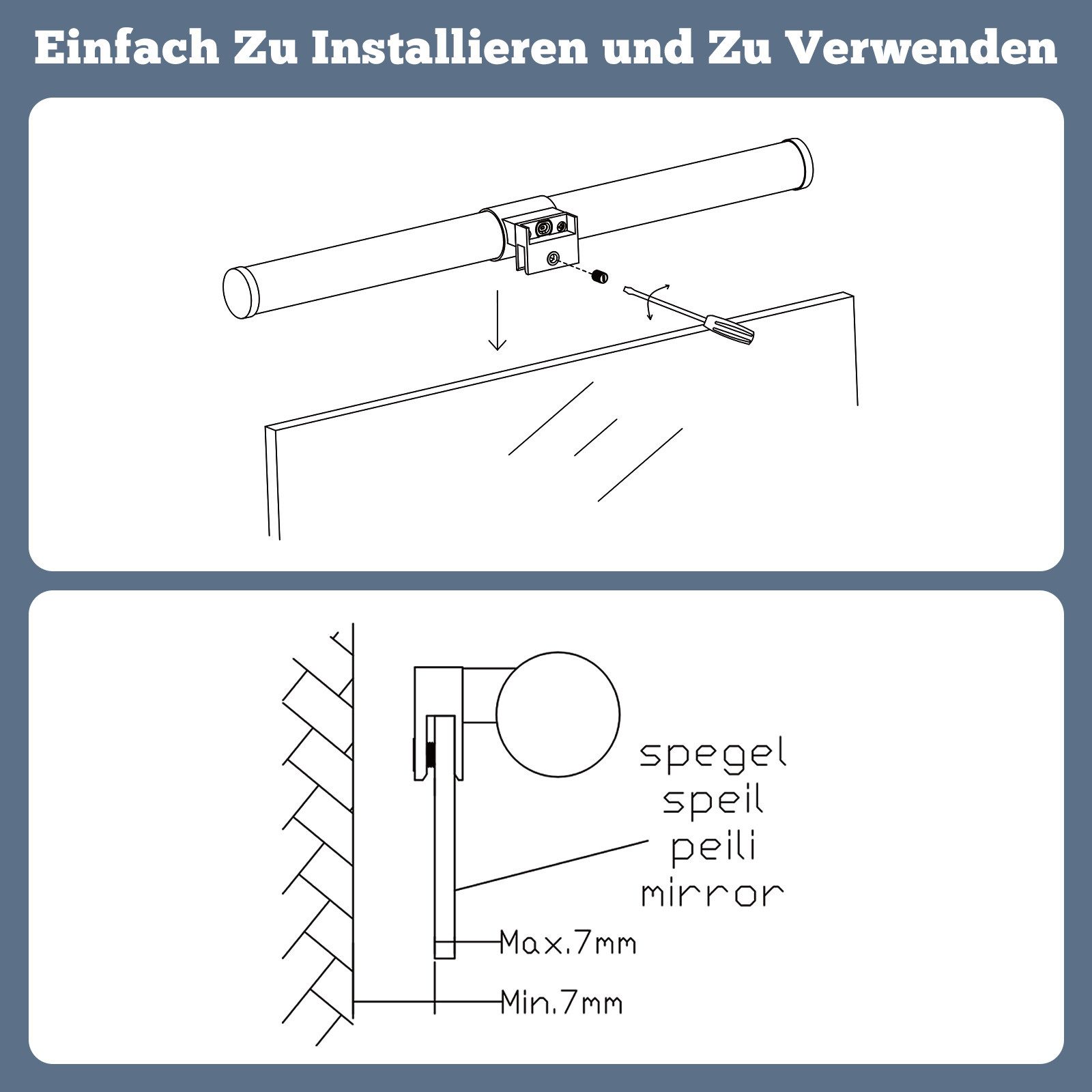 NETTLIFE Oświetlenie Lustra Łazienkowego LED 40cm 6W IP44 4000K - 9