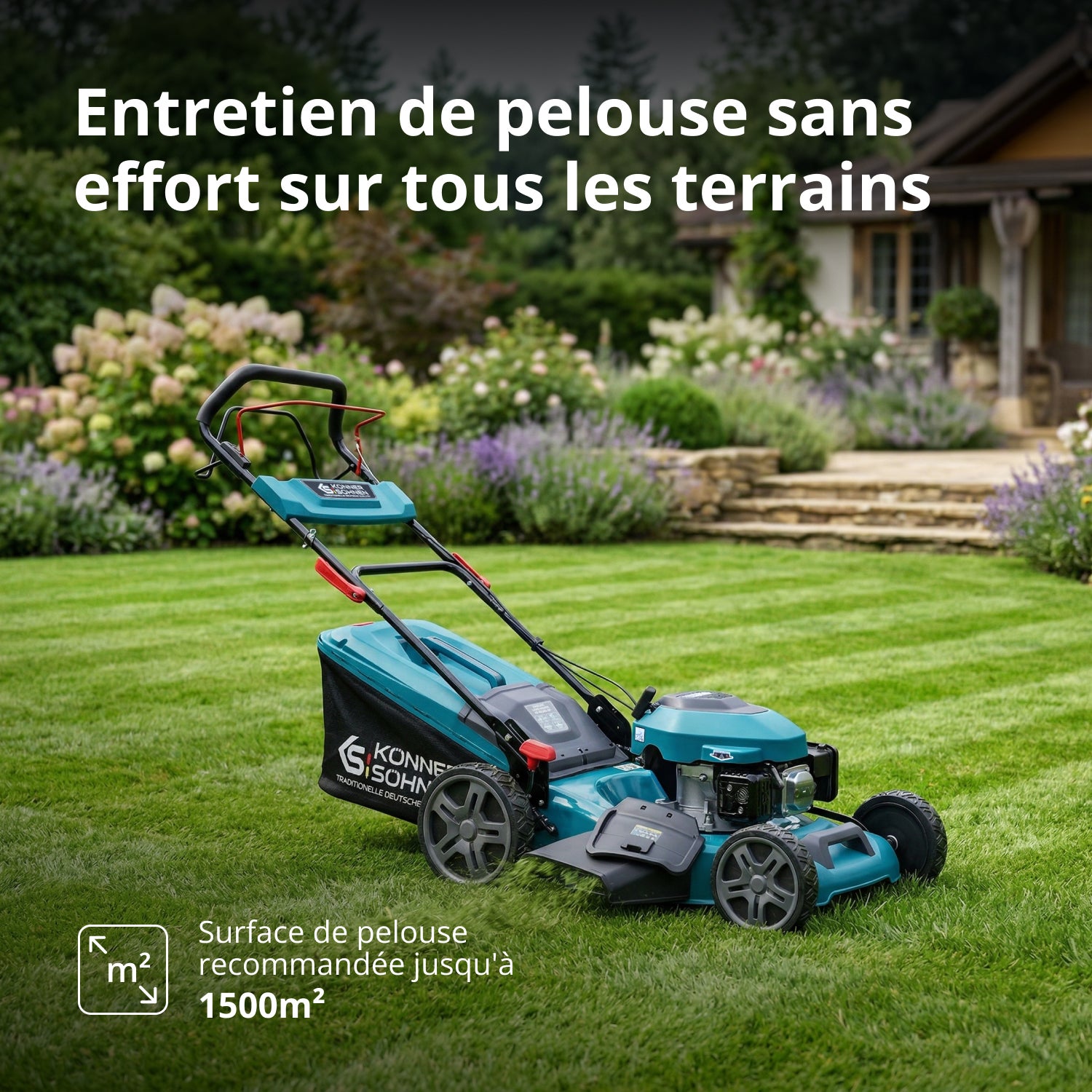 Tondeuse à gazon thermique tractée KS 46LMG-SP – Coupe 46 cm, bac 65 L ...