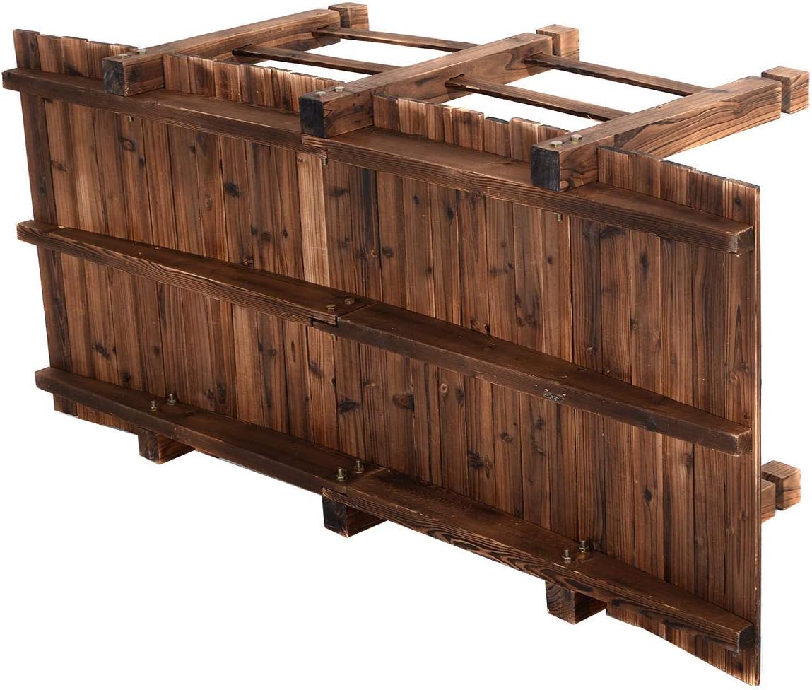 Ponte Da Giardino In Legno COSTWAY - Decorativo Ad Arco Con Doppie Sbarre, Per Cortile, Ruscelli E Fattorie - Foto 12