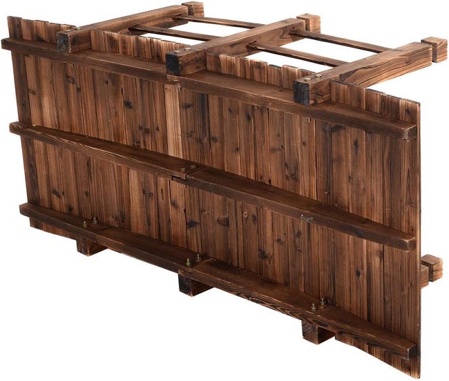 Ponte Da Giardino In Legno COSTWAY - Decorativo Ad Arco Con Doppie Sbarre, Per Cortile, Ruscelli E Fattorie - Foto 12