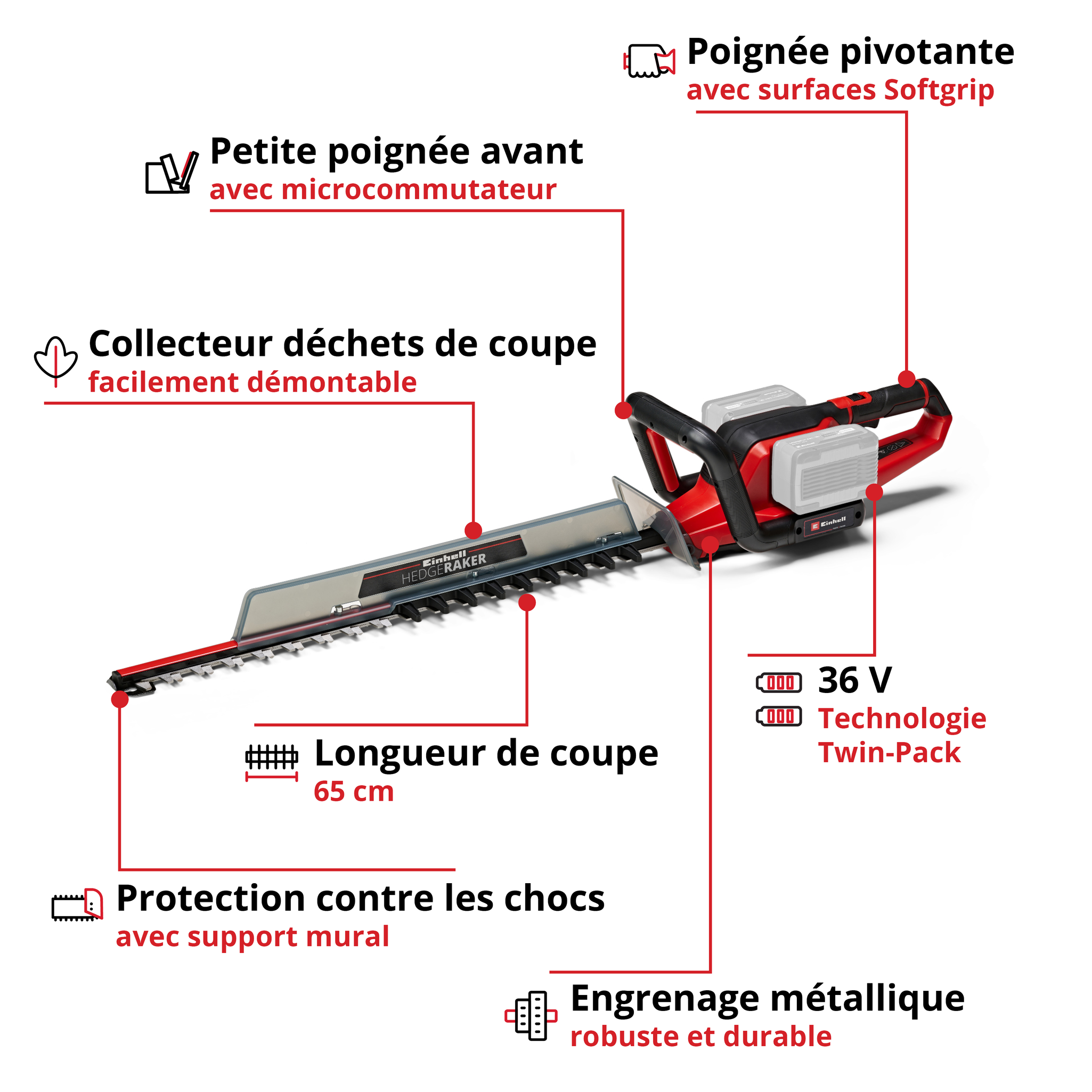 Tagliasiepi a batteria Einhell GE-CH 36/65 Li Solo - 2