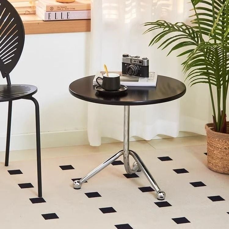 Petite table d'appoint de canapé de 41 cm de haut, table ronde de style moderne, table basse, convient pour chambre à coucher, table de chevet, noir - 8