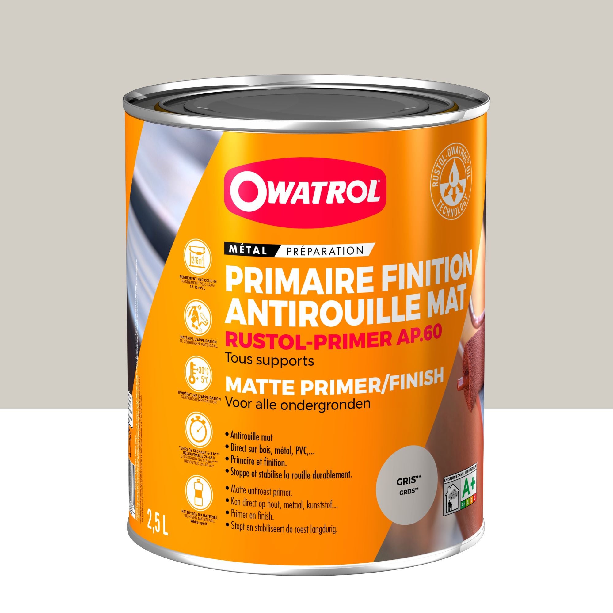 Primaire et finition mat antirouille Owatrol RUSTOL® PRIMER AP 60 Gris — free download