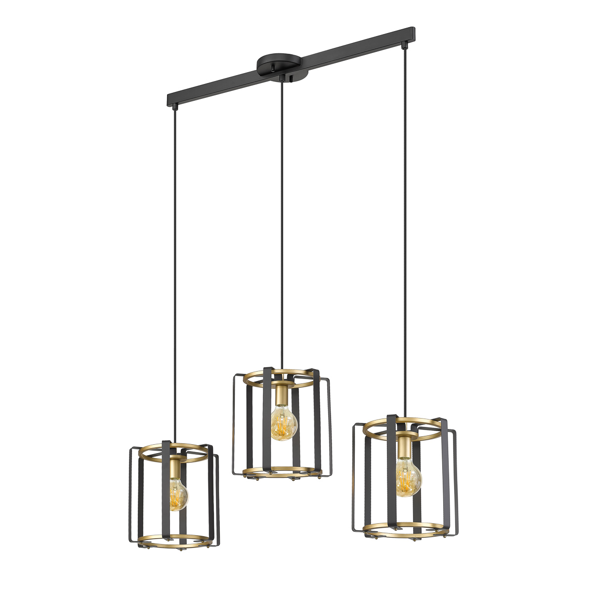 Lampa wisząca otwarte klosze Primero czarna 3xE27x60W metal wym:158x96x27cm IP20 Italux
