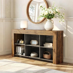 Table Console Étroite 160 Cm Tribesigns - Style Industriel Rustique - Pour Couloir, Derrière Canapé, Entrée - En Bois Et Métal