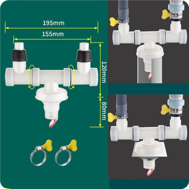 Raccord Y Double Évacuation Machine à Laver - Adaptateur Pour Lave-Vaisselle Sèche-Linge - Entrée 18-24 Mm, Sortie 40 Mm