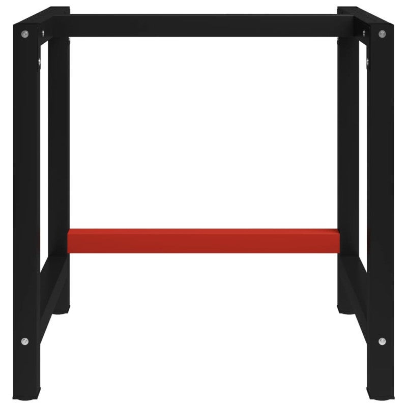 Estrutura banco de trabalho 80x57x79 cm metal preto e vermelho vidaXL - 2