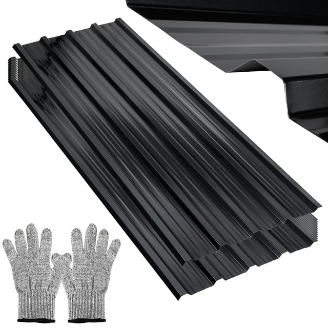 Panneaux de toiture 7/14/21㎡ Anthracite Tôle en acier galvanisé (36pcs = 21㎡)
