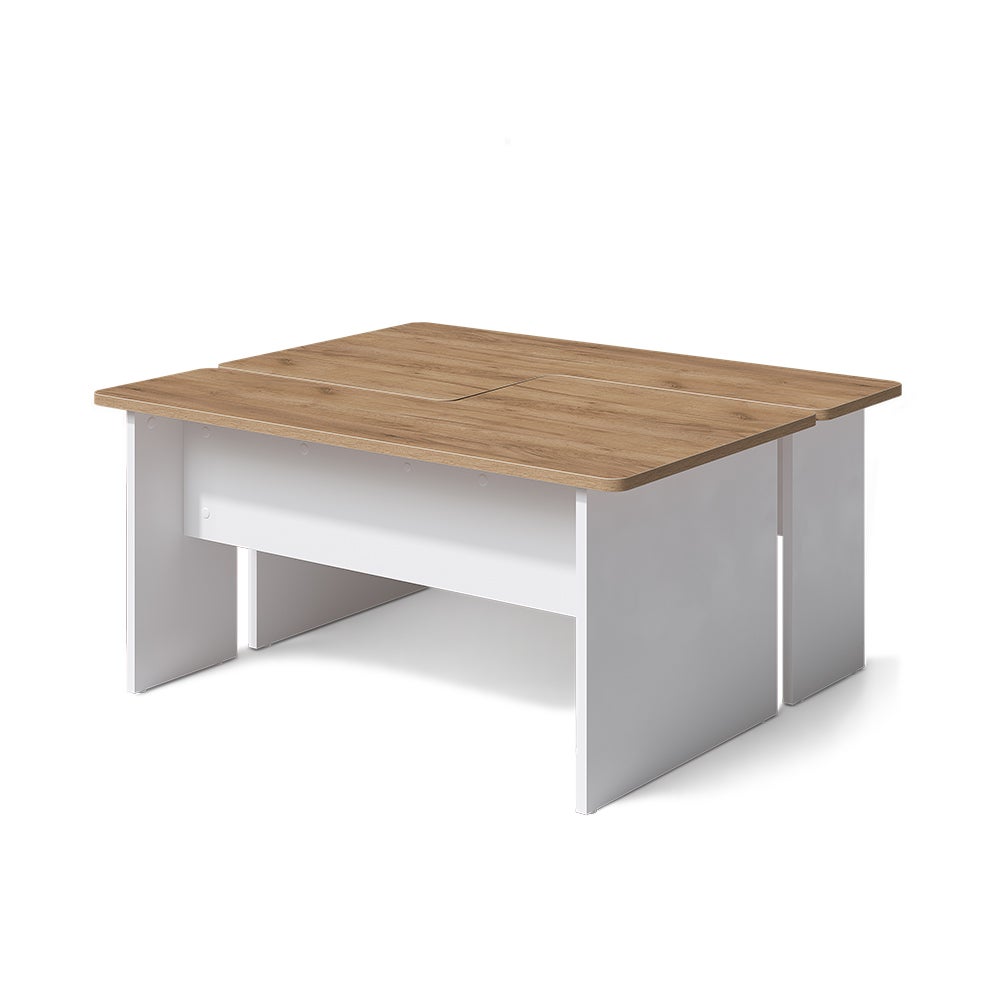 Vicco Conjunto De Mesas De Centro Duvo, Roble 135 X 50 Cm Juego De 2 Dorado/Blanco , Leroy Merlin