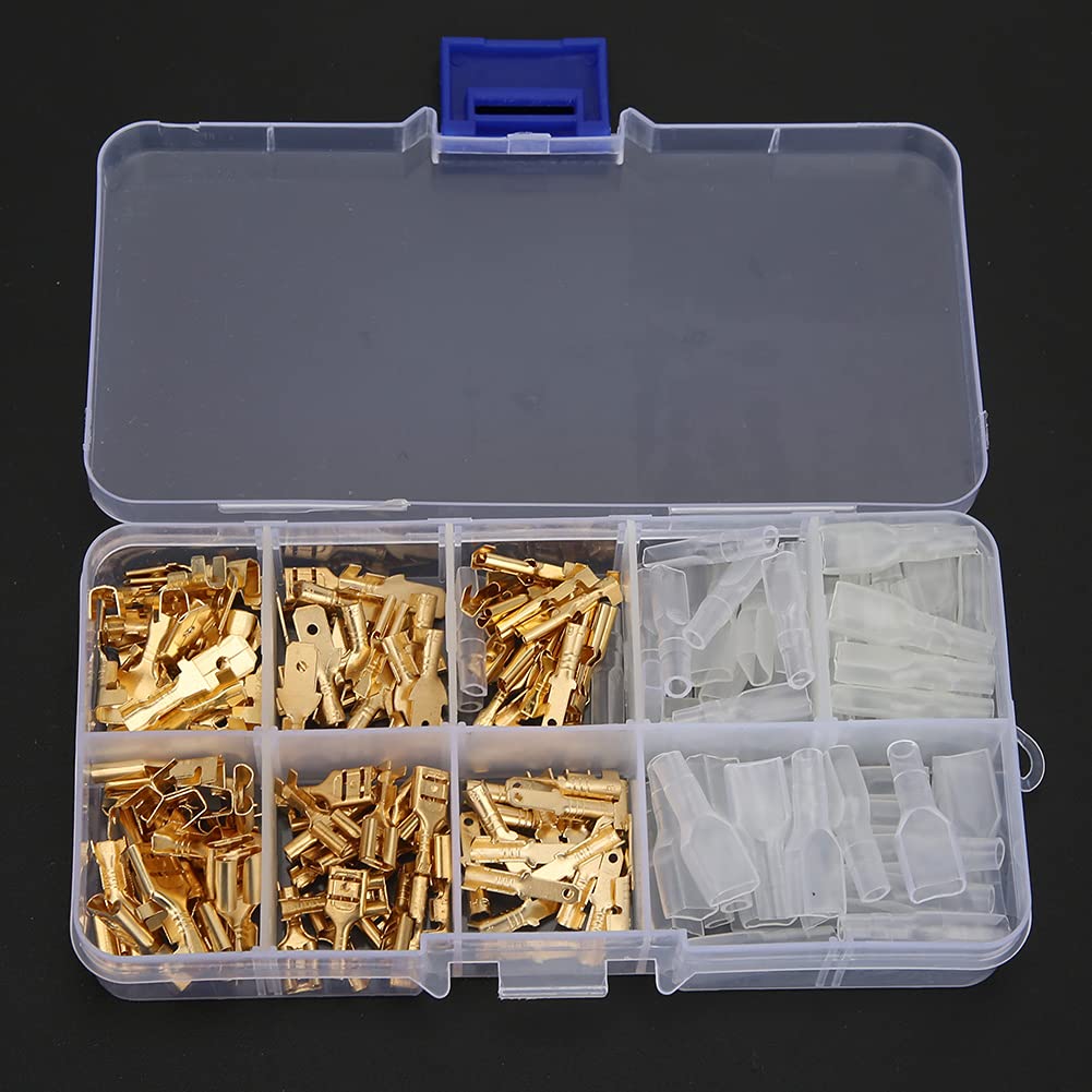 180 pezzi connettore per cavi elettrici inserto dorato molla con copertura isolante - 2