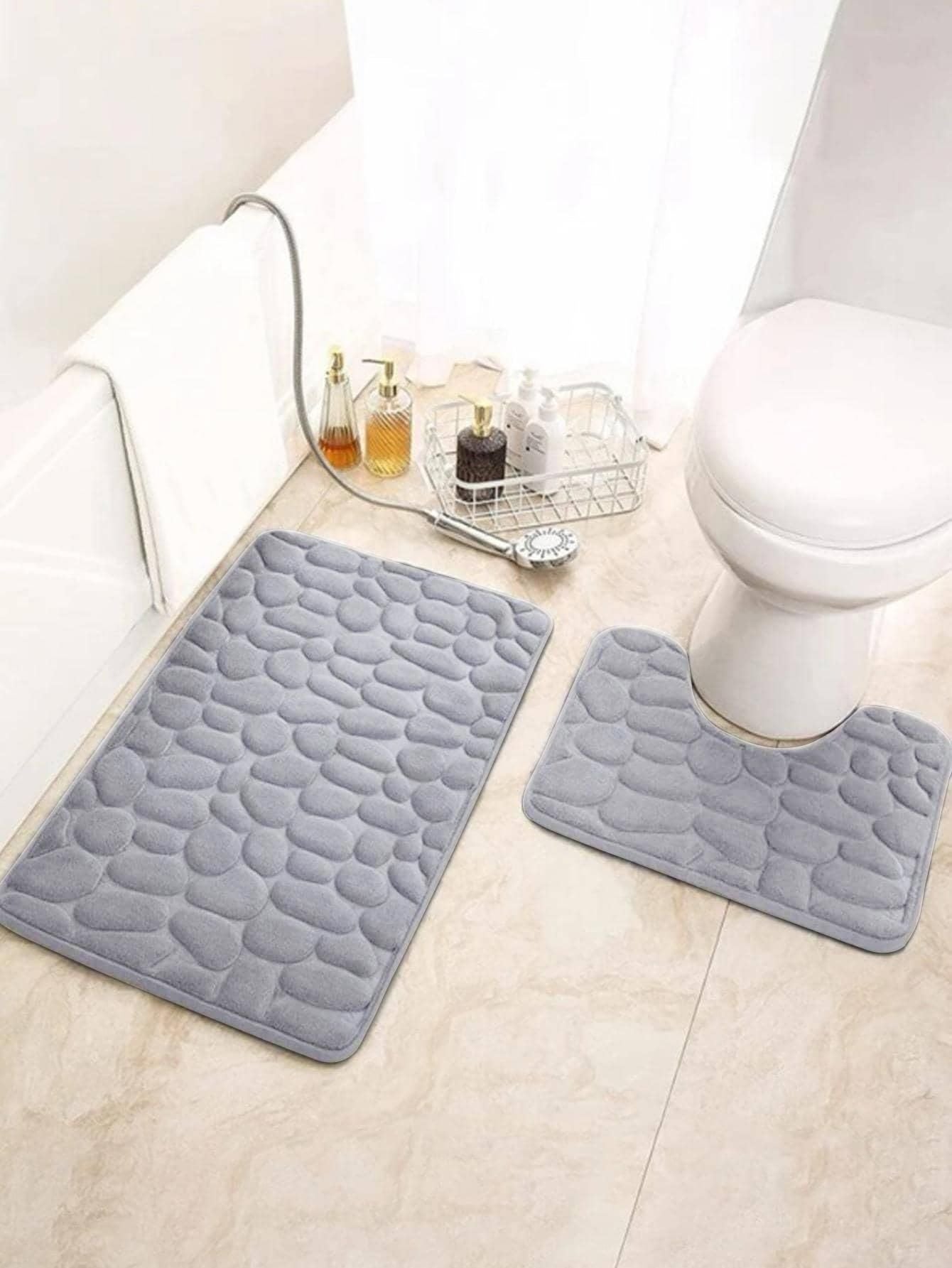 50 x 80 cm - Gris clair Tapis de bain en mousse à mémoire de forme - Tapis de bain absorbant - Tapis de bain - Tapis de douche décoratif - Tapis antid - 5